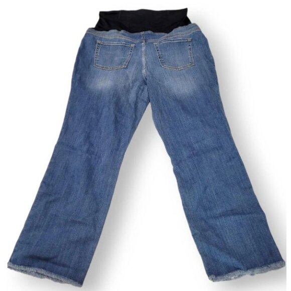 Isabel Maternity Over Belly Cropped Distressed Straight Maternity Jeans Blue 14 - Picture 6 of 12